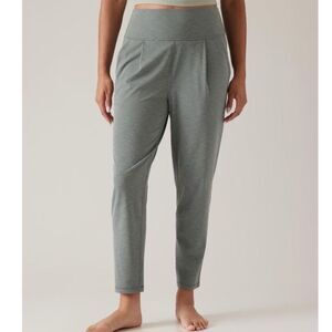 Athleta Elation Jogger Flat Front Pocket Grey Green XL